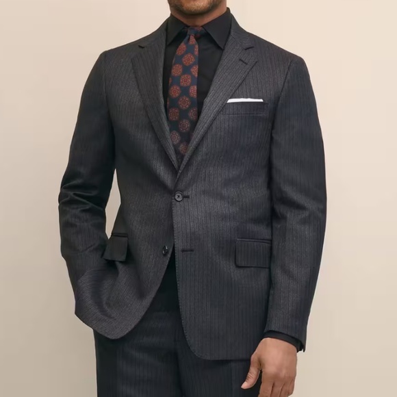 Brooks Brothers 346 Men’s Blazer Formal Wool Stretch Pinstripe Charcoal gray 43R - Picture 1 of 14